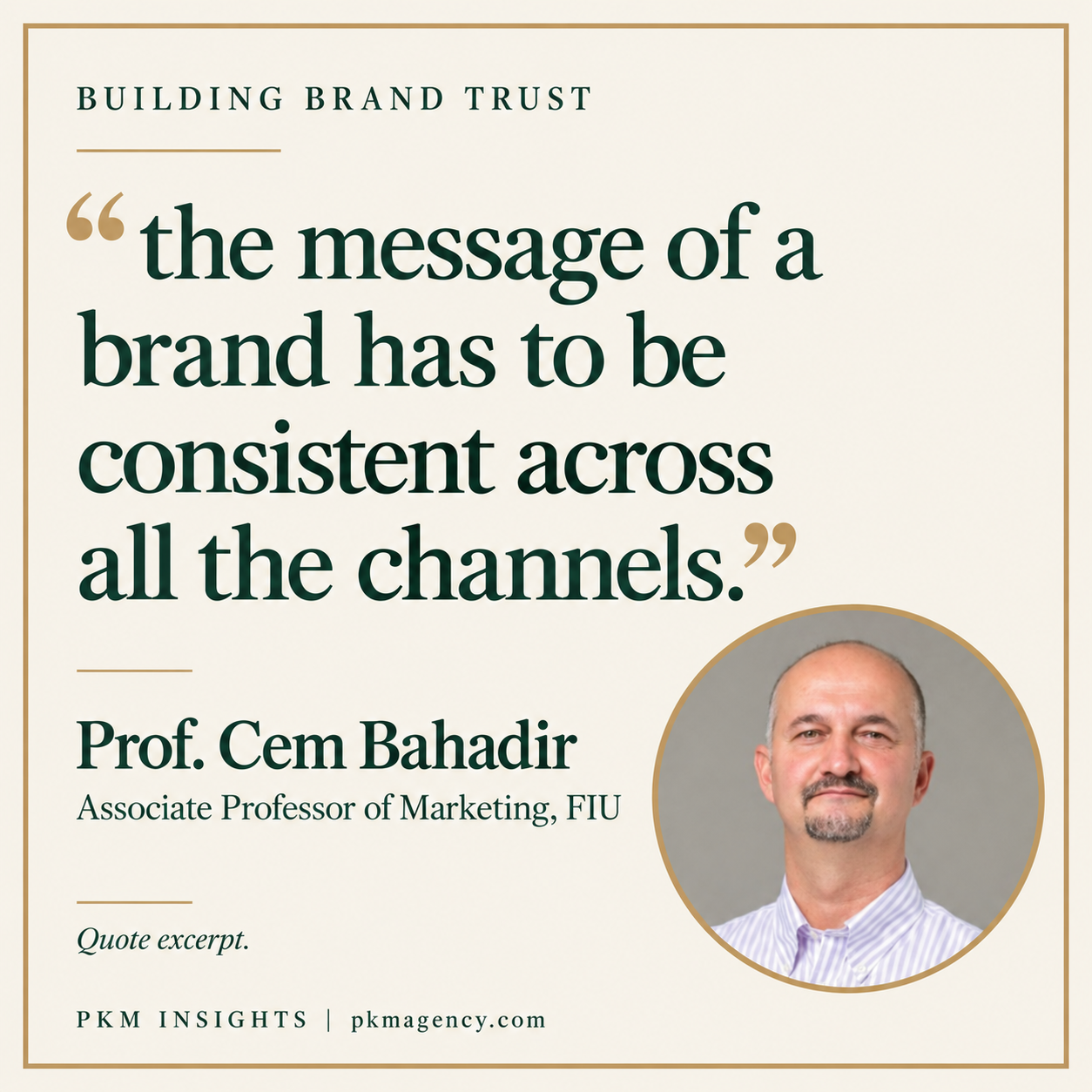 Prof. Cem Bahadir, quote excerpt on building brand trust