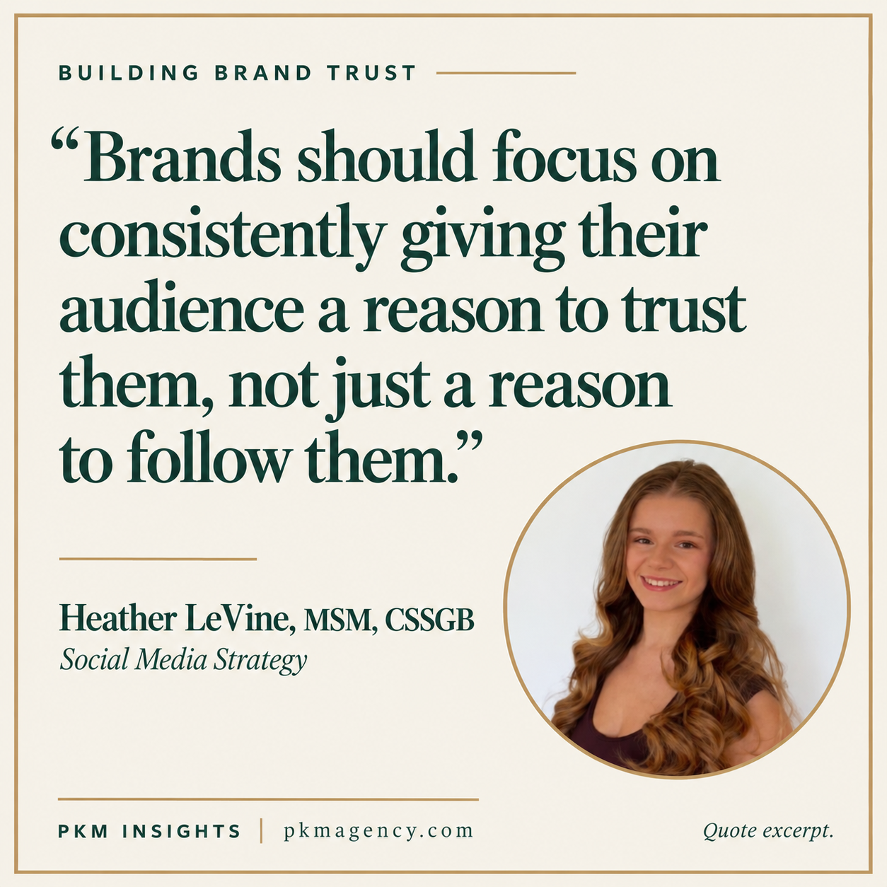 Heather LeVine, quote excerpt on building brand trust