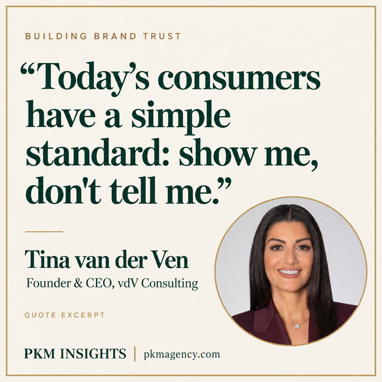 Tina van der Ven, quote excerpt on building brand trust